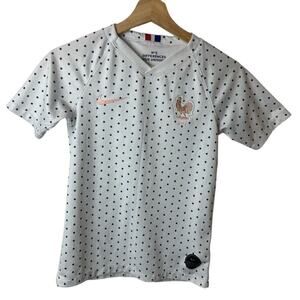 Nike France FFF White Soccer Polka Dot Jersey Girls Size M